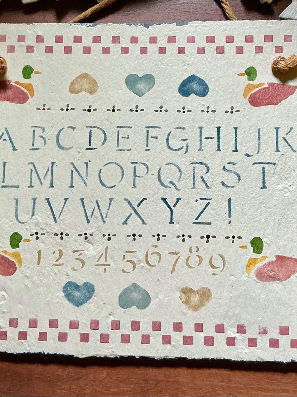 Alphabet & Numbers slate sampler Decorative Wall Sign multicolored handcrafted .